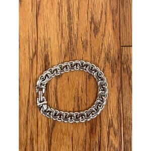 B16 Monet Vintage Silver Tone Chunky Chain Bracelet Statement Old Money Y2K